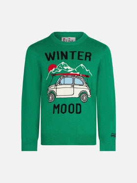 Boy cashmere blend sweater with car print | FIAT 500 SPECIAL EDITION - MC2 Saint Barth