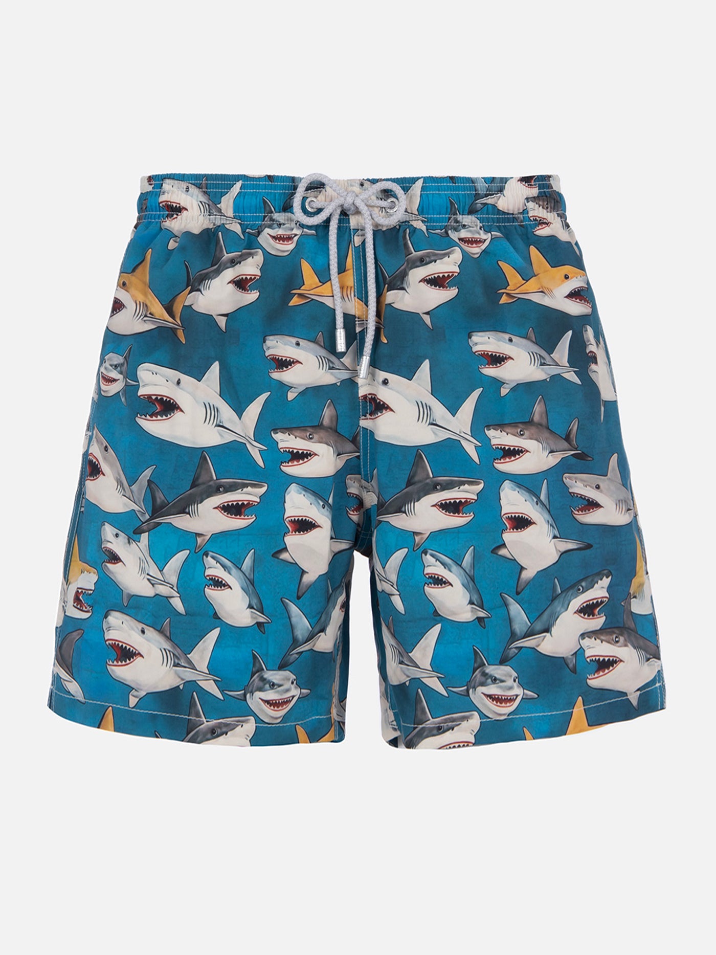 Man mid-length Gustavia swim-shorts with shark print AI CO