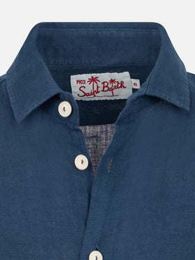 Kid navy blue linen shirt Agnes - MC2 Saint Barth