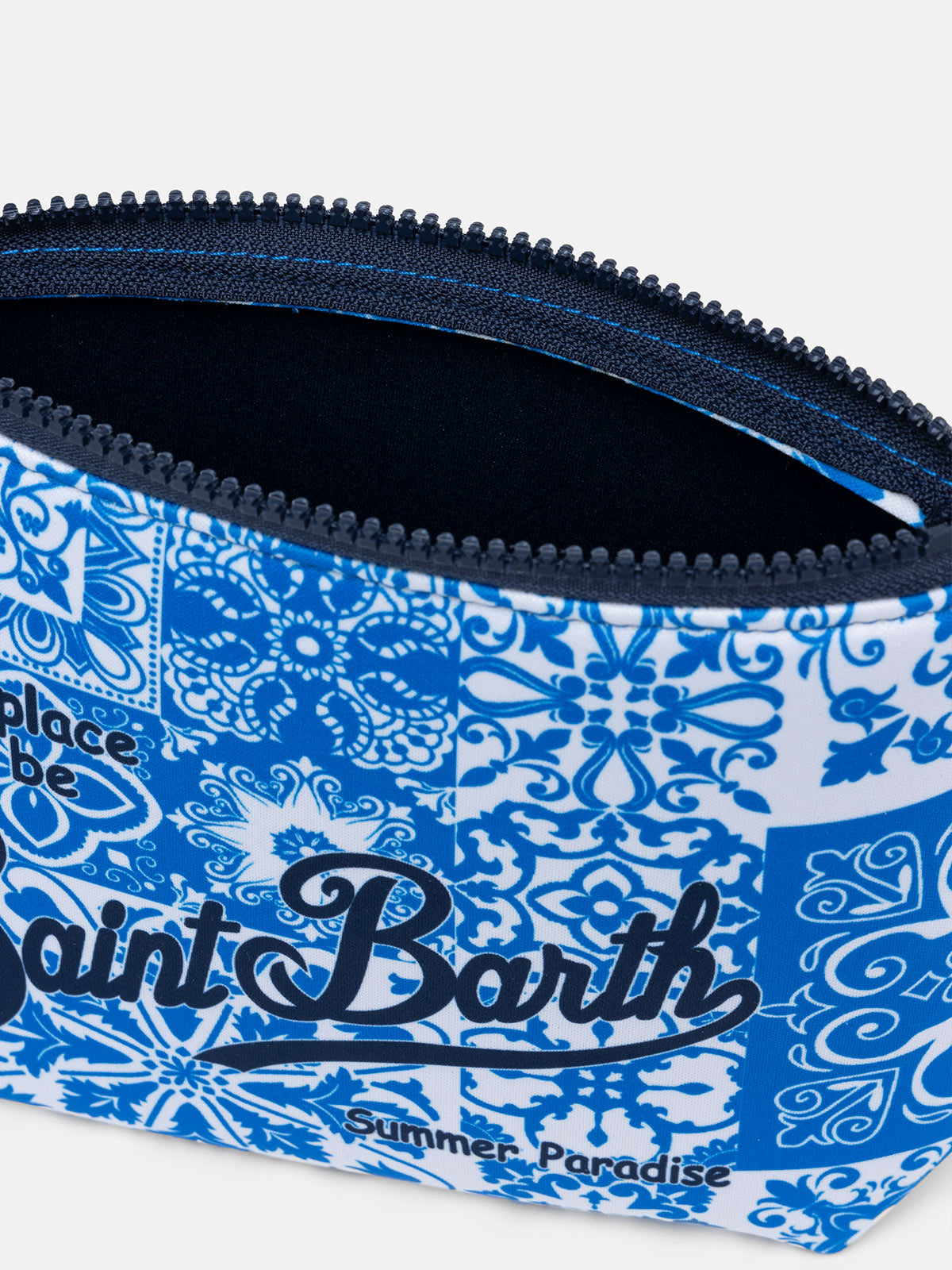 Scuba pochette Aline with majolica print