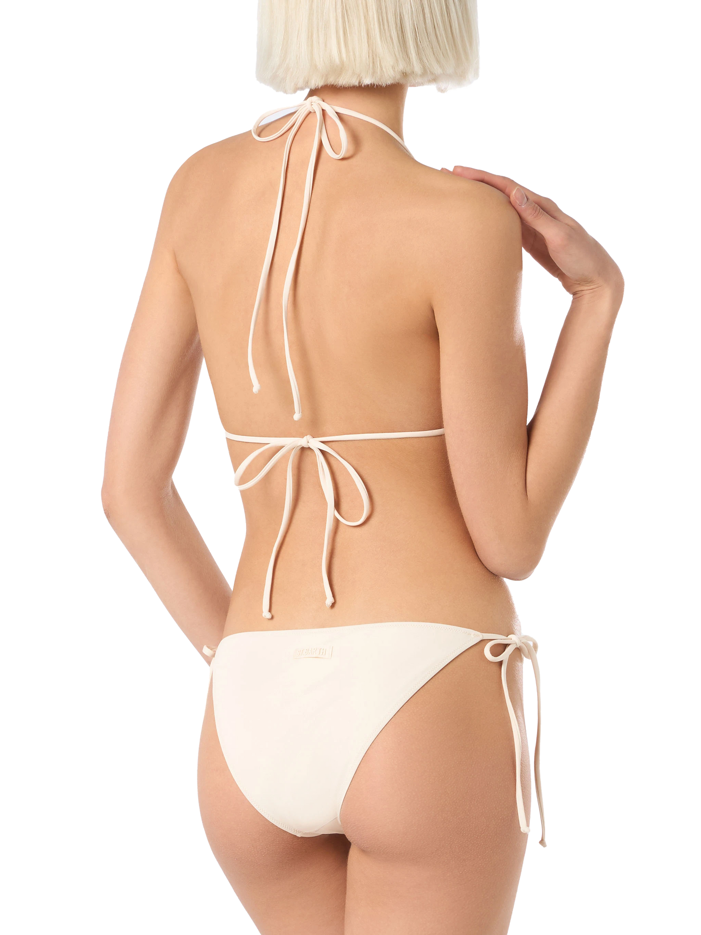 Damen-Triangel-Bikini in Beige mit Strasssteinen