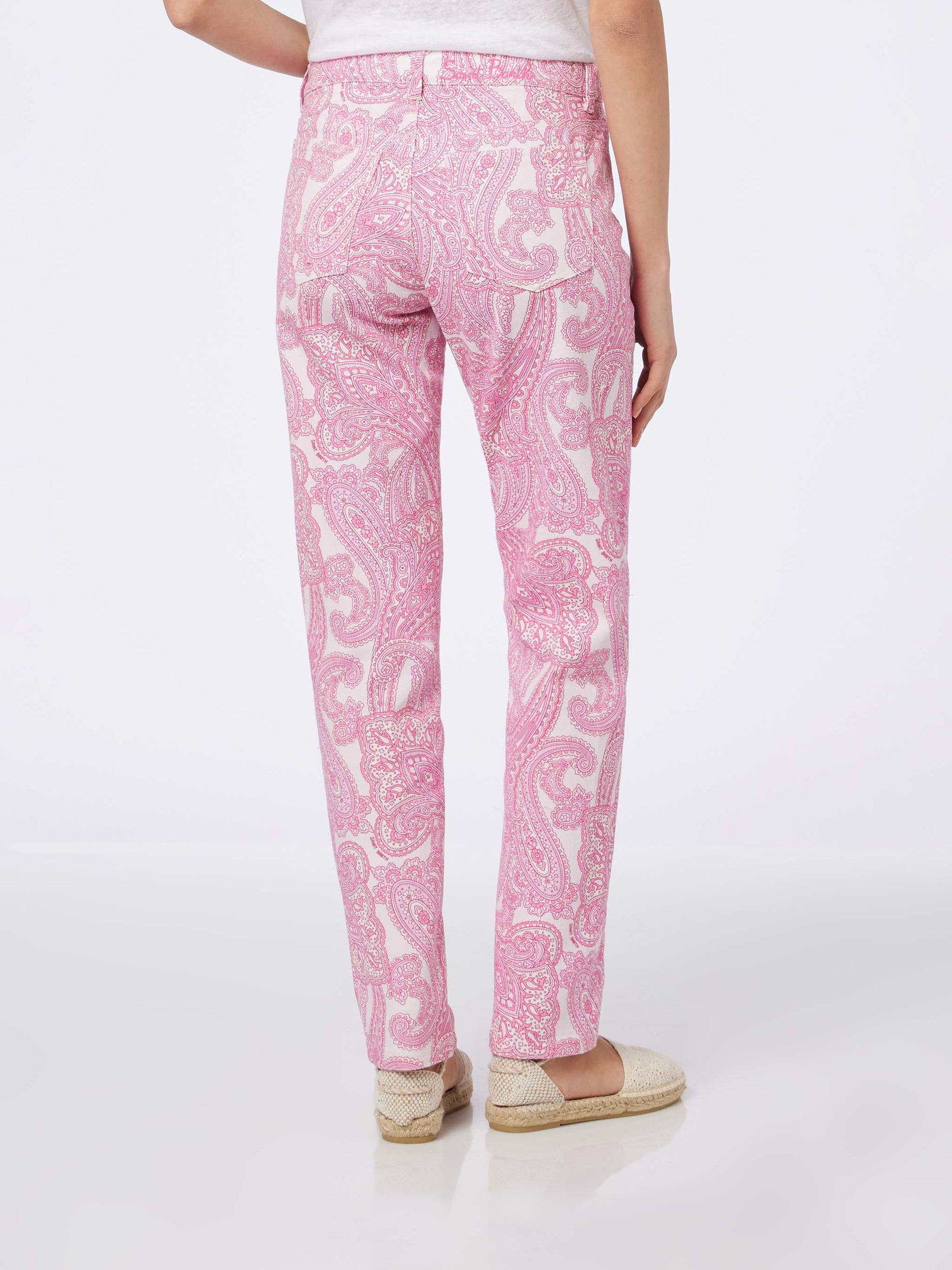 Woman pink paisley print denim Belleville - MC2 Saint Barth