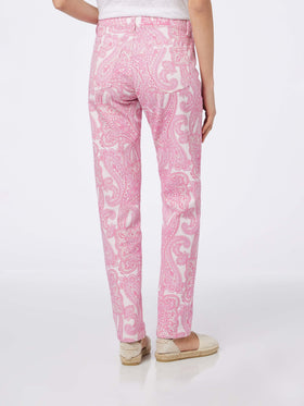 Woman pink paisley print denim Belleville - MC2 Saint Barth