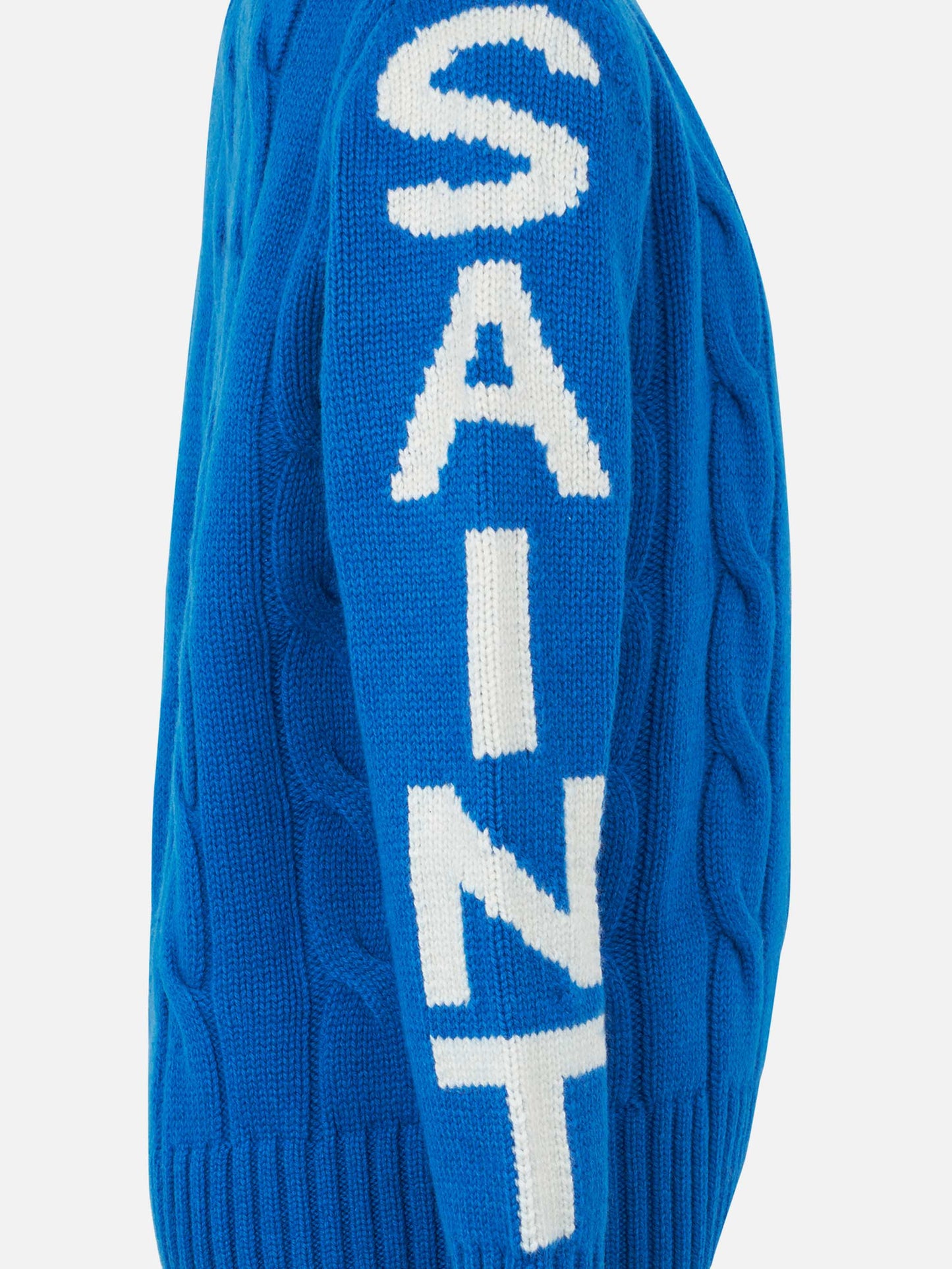 Maglione girocollo intrecciato da bambino con stampa Saint Moritz