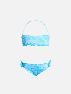 Girl classic bandeau bikini Emy with toile de jouy print - MC2 Saint Barth