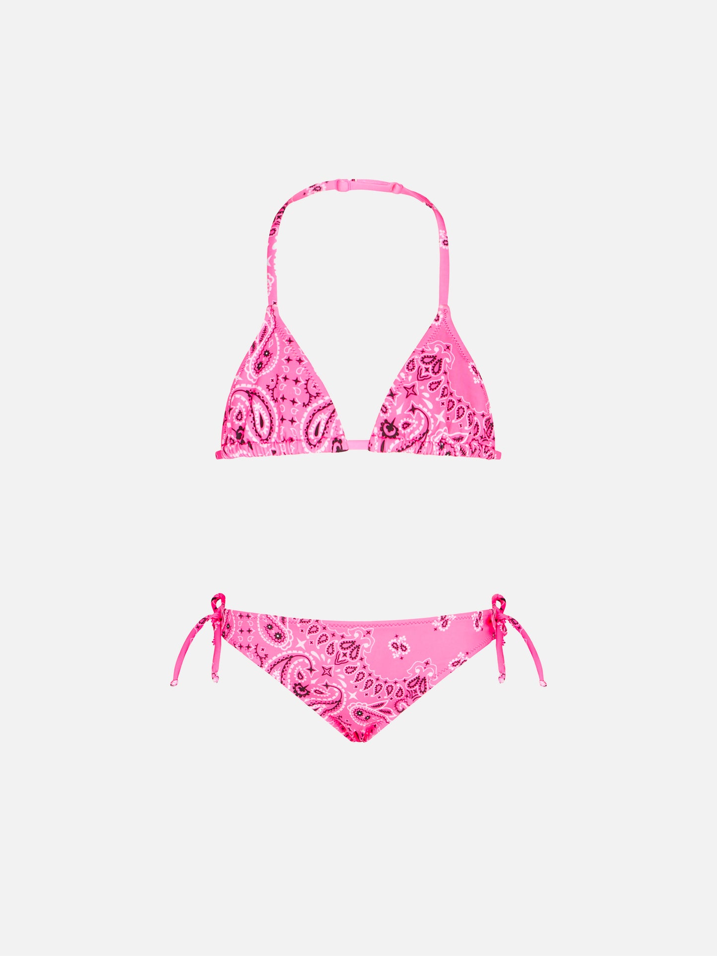 Girl triangle bikini with fluo pink bandanna print - MC2 Saint Barth