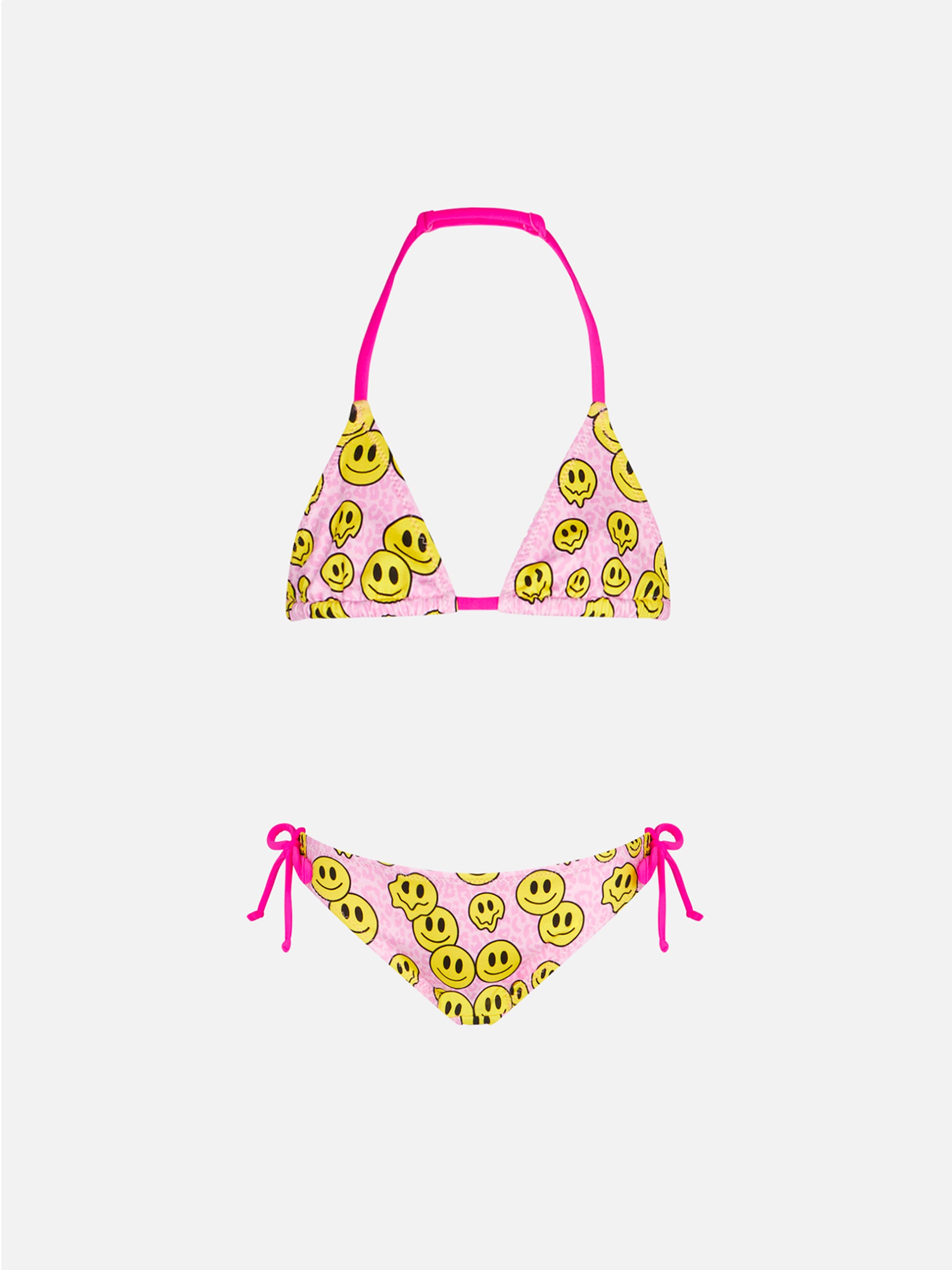 Girl triangle bikini with smile print - MC2 Saint Barth