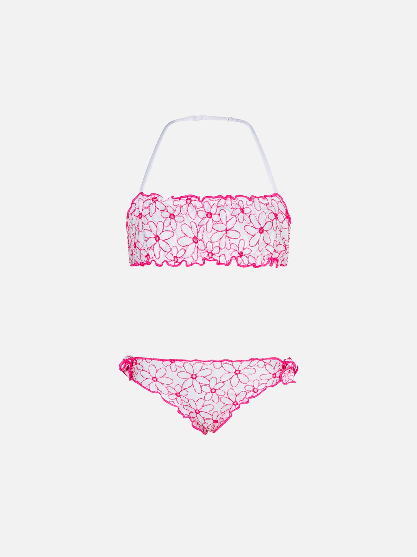Girl bandeau bikini with daisy embroidery - MC2 Saint Barth