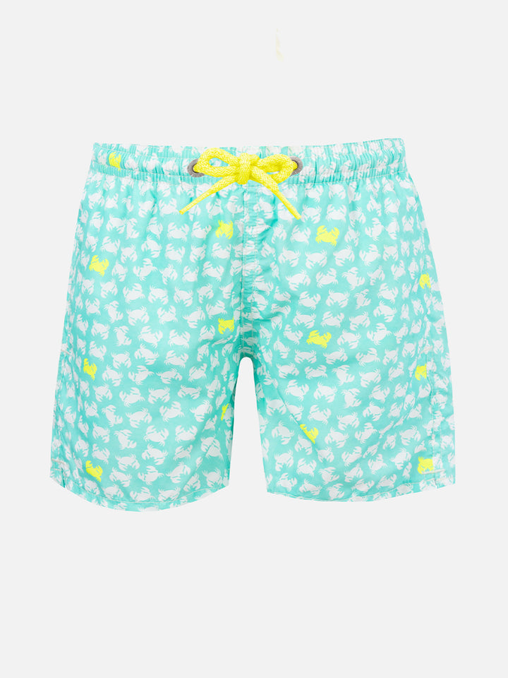 Costume da bagno da bambino in tessuto leggero con stampa granchi