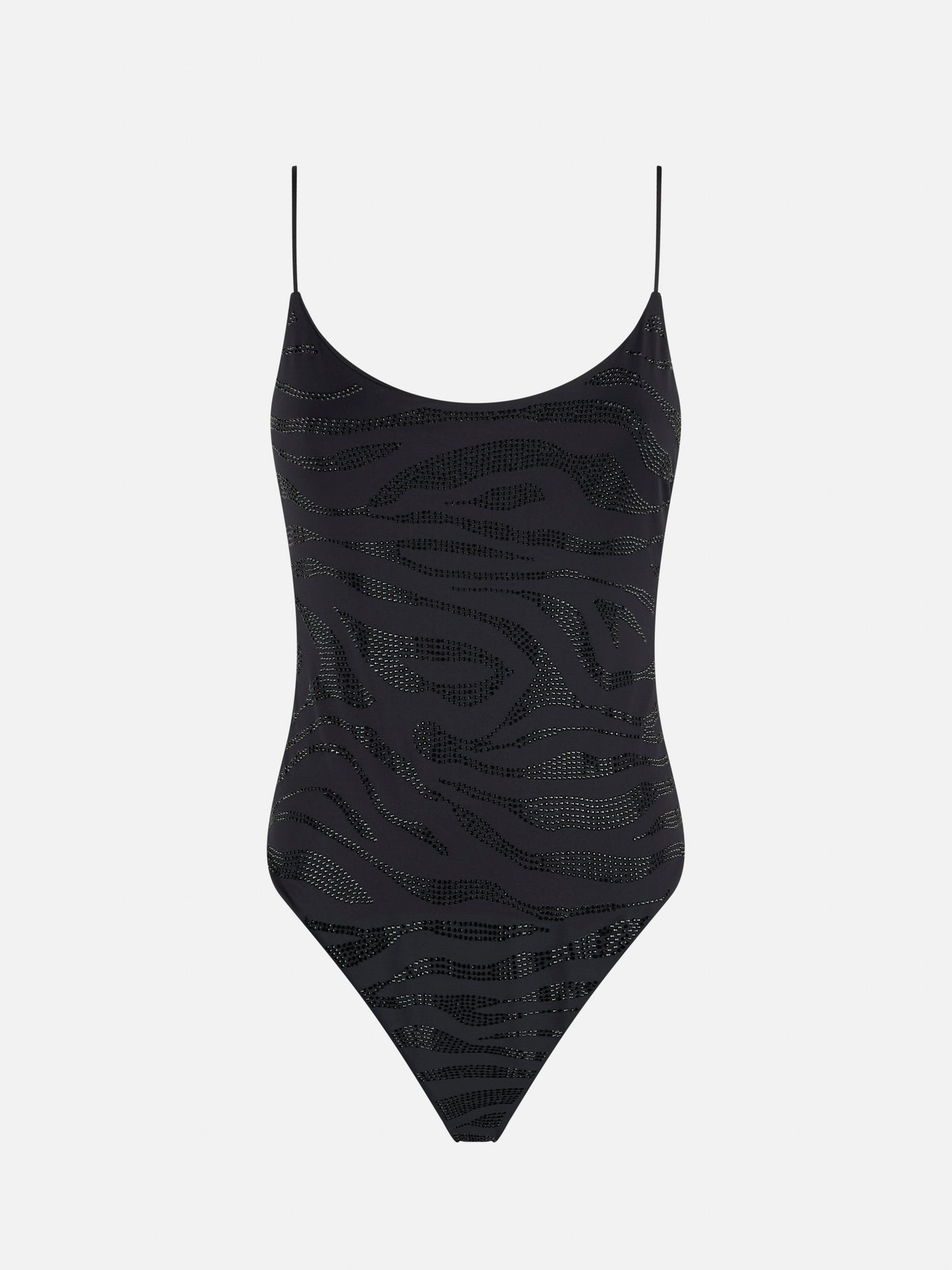 Costume intero da donna con strass zebrati