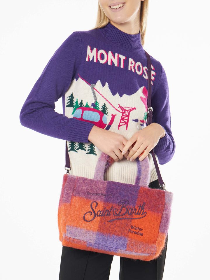 Soft wooly Clarine handbag with check pattern - MC2 Saint Barth