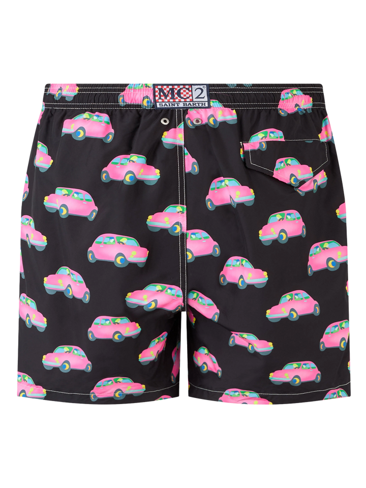 Man light fabric swim shorts with cars print | MARCO LODOLA SPECIAL EDITION - MC2 Saint Barth