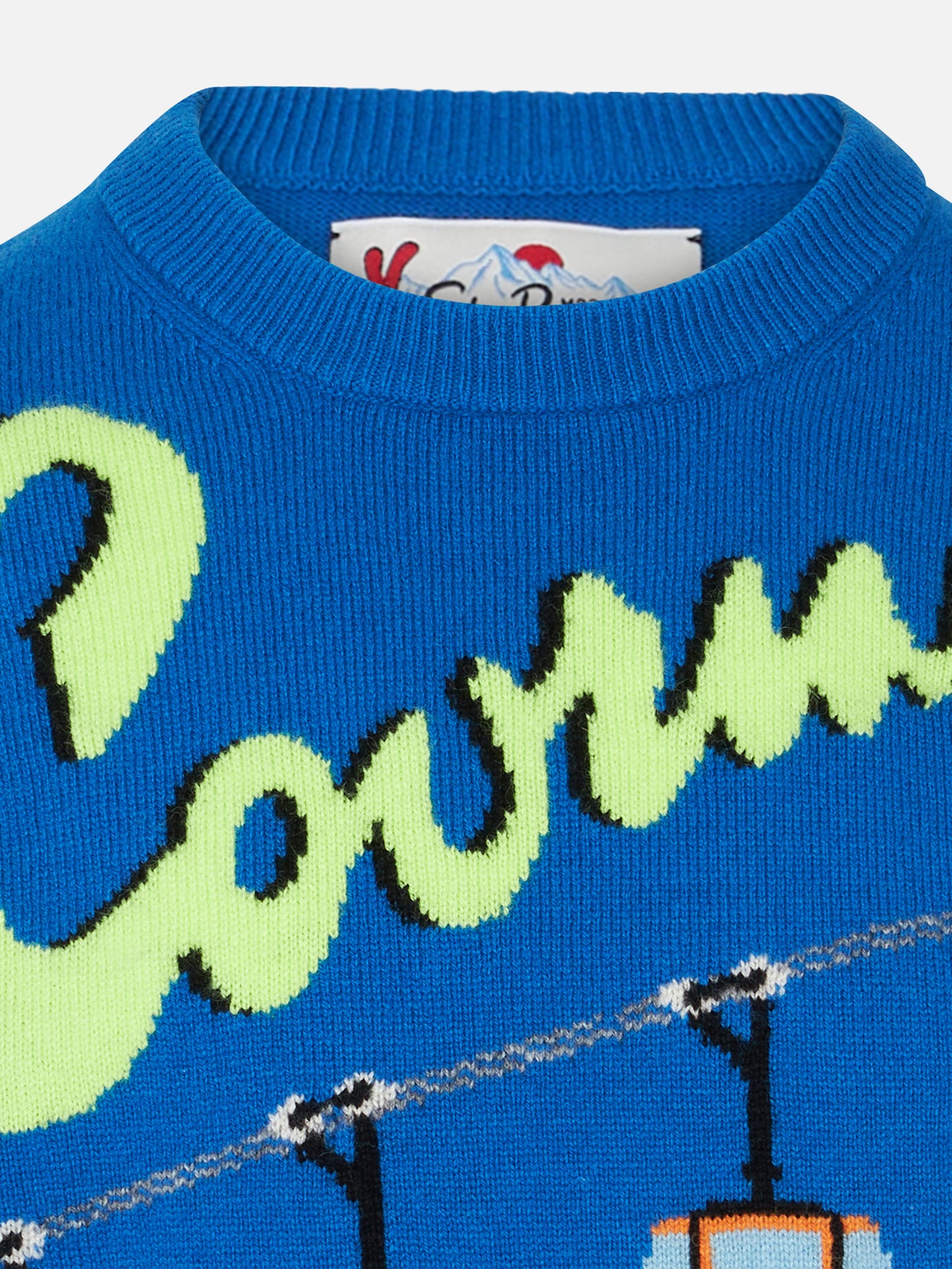 Boy crewneck sweater with Courma cable postcard jacquard - MC2 Saint Barth