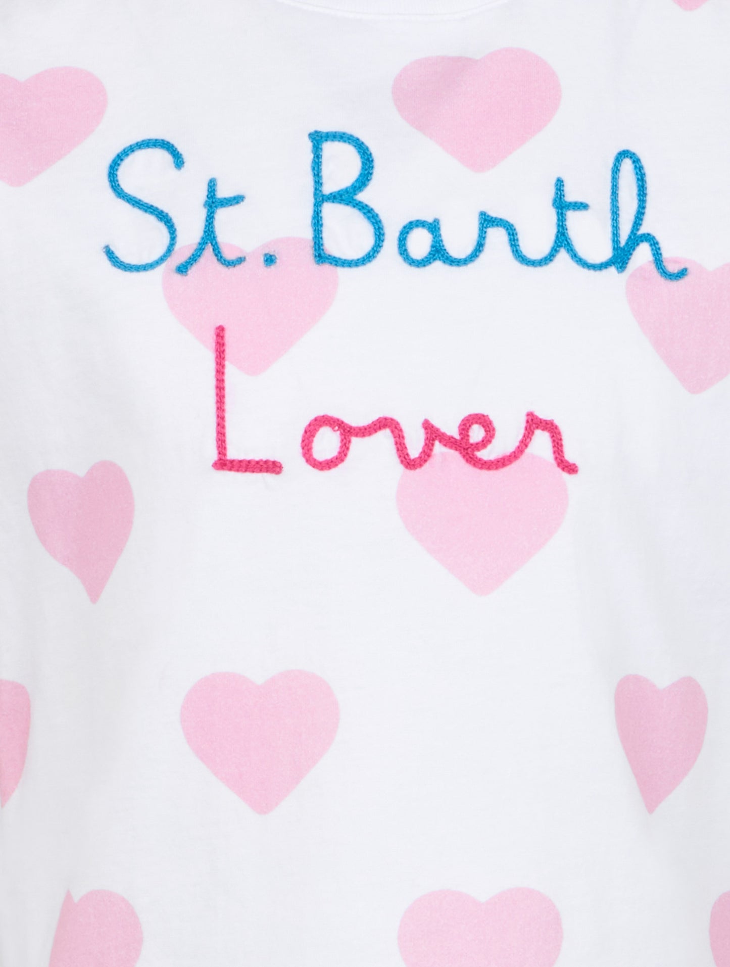 Girl cotton jersey crewneck t-shirt Elly with Vacay mood embroidery - MC2 Saint Barth