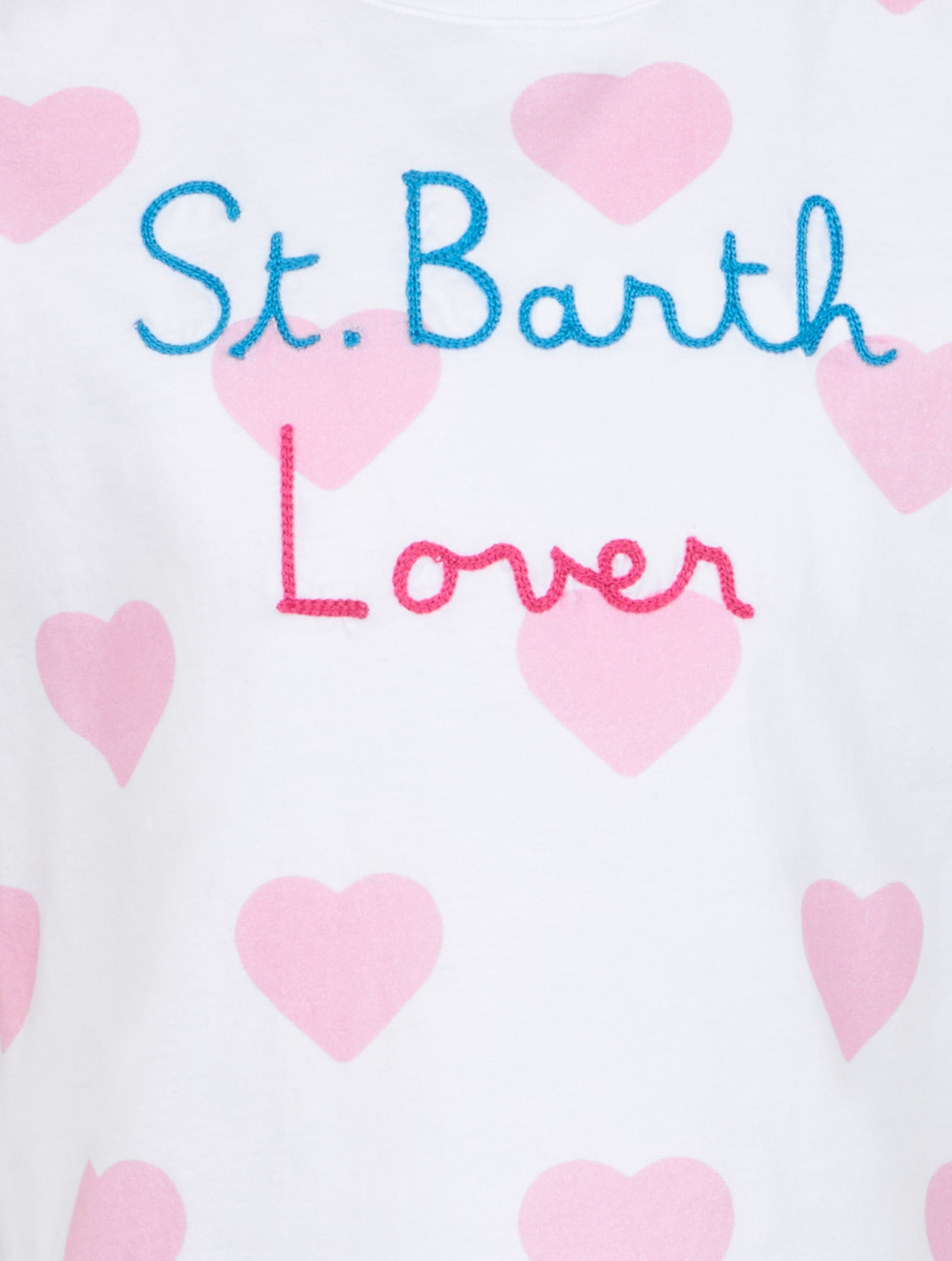 Girl cotton jersey crewneck t-shirt Elly with Vacay mood embroidery - MC2 Saint Barth