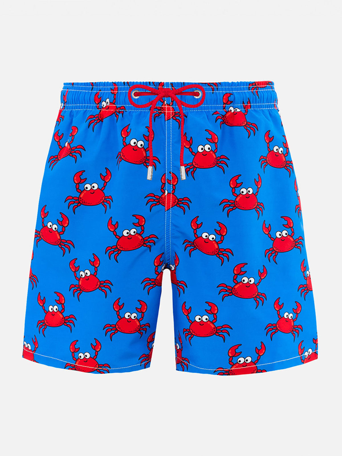Man Gustavia Mid-Length Swim Shorts with Red Crabs All-Over Print