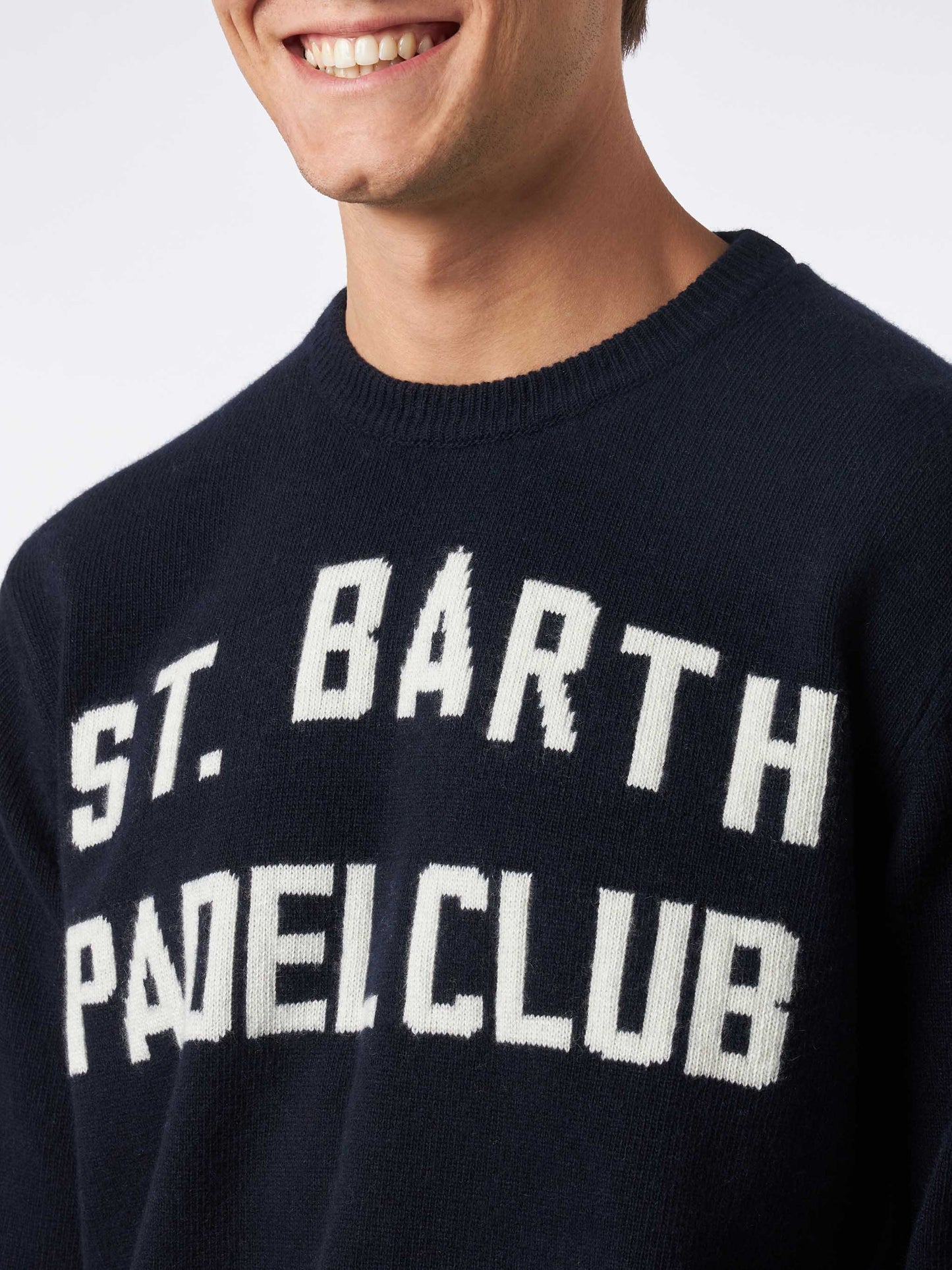 Man crewneck sweater with St. Barth Padel Club jacquard - MC2 Saint Barth