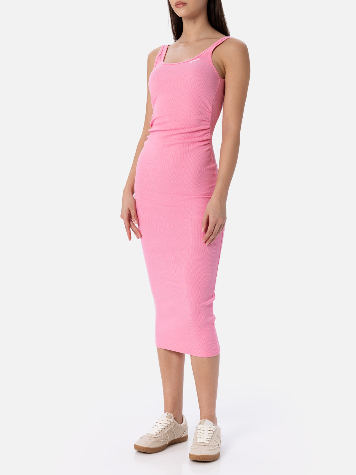 Woman ribbed pink cotton jersey tank dress Jennifer MC2 Saint Barth Woman ribbed pink cotton jersey tank dress Jennifer MC2 Saint Barth