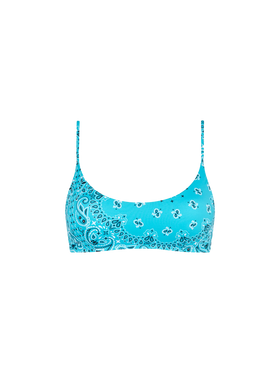 Woman bralette swimsuit with light blue bandanna print - MC2 Saint Barth
