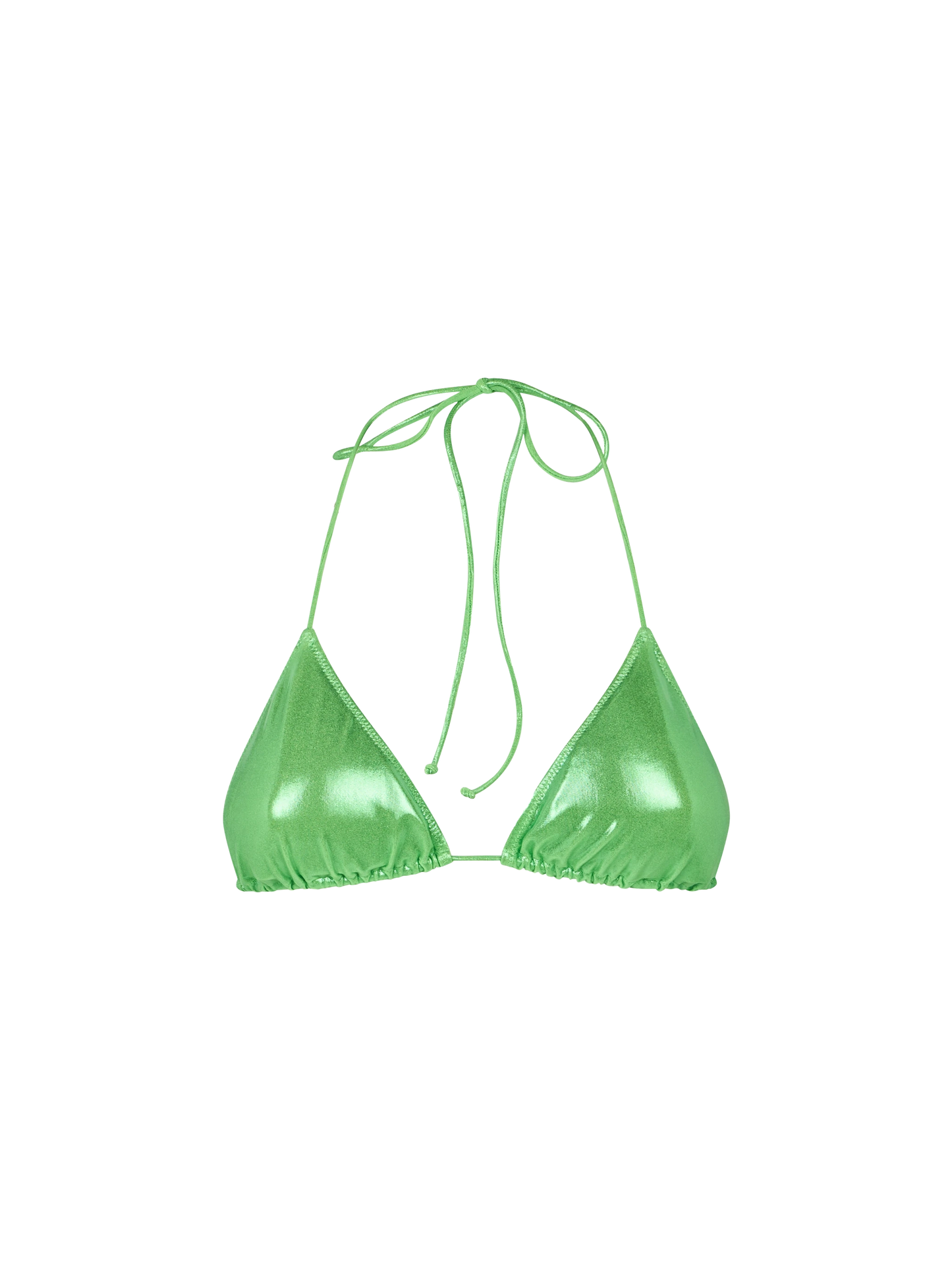 Costume da bagno donna con top a triangolo verde lamina