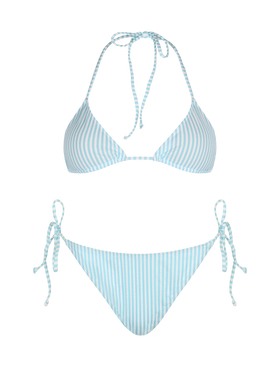 Woman seersucker striped triangle bikini Leah Virgo - MC2 Saint Barth