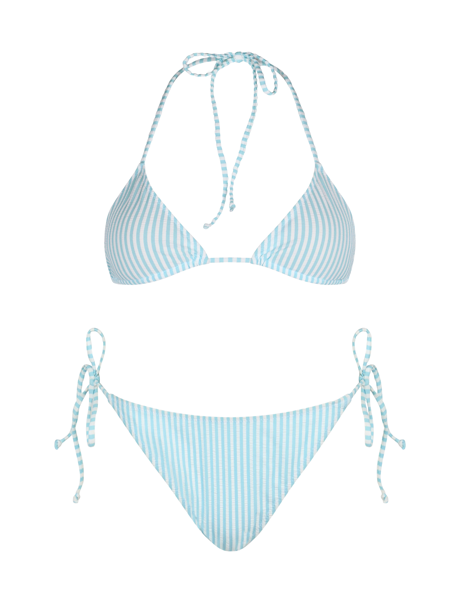 Woman seersucker striped triangle bikini Leah Virgo - MC2 Saint Barth