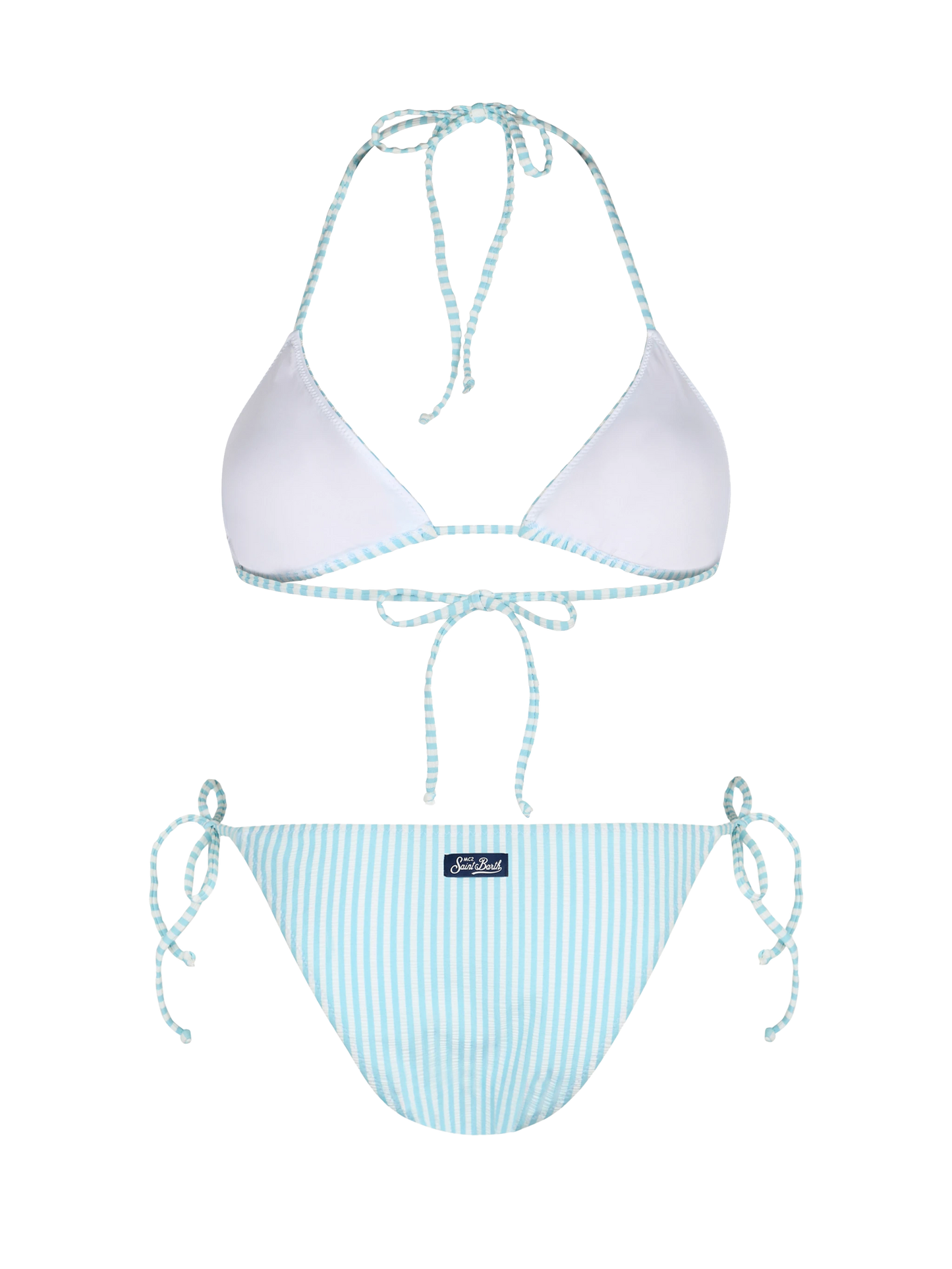 Woman seersucker striped triangle bikini Leah Virgo - MC2 Saint Barth