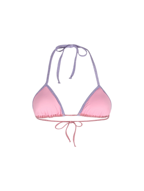 Woman pink lurex triangle top swimsuit Leah with piping - MC2 Saint Barth