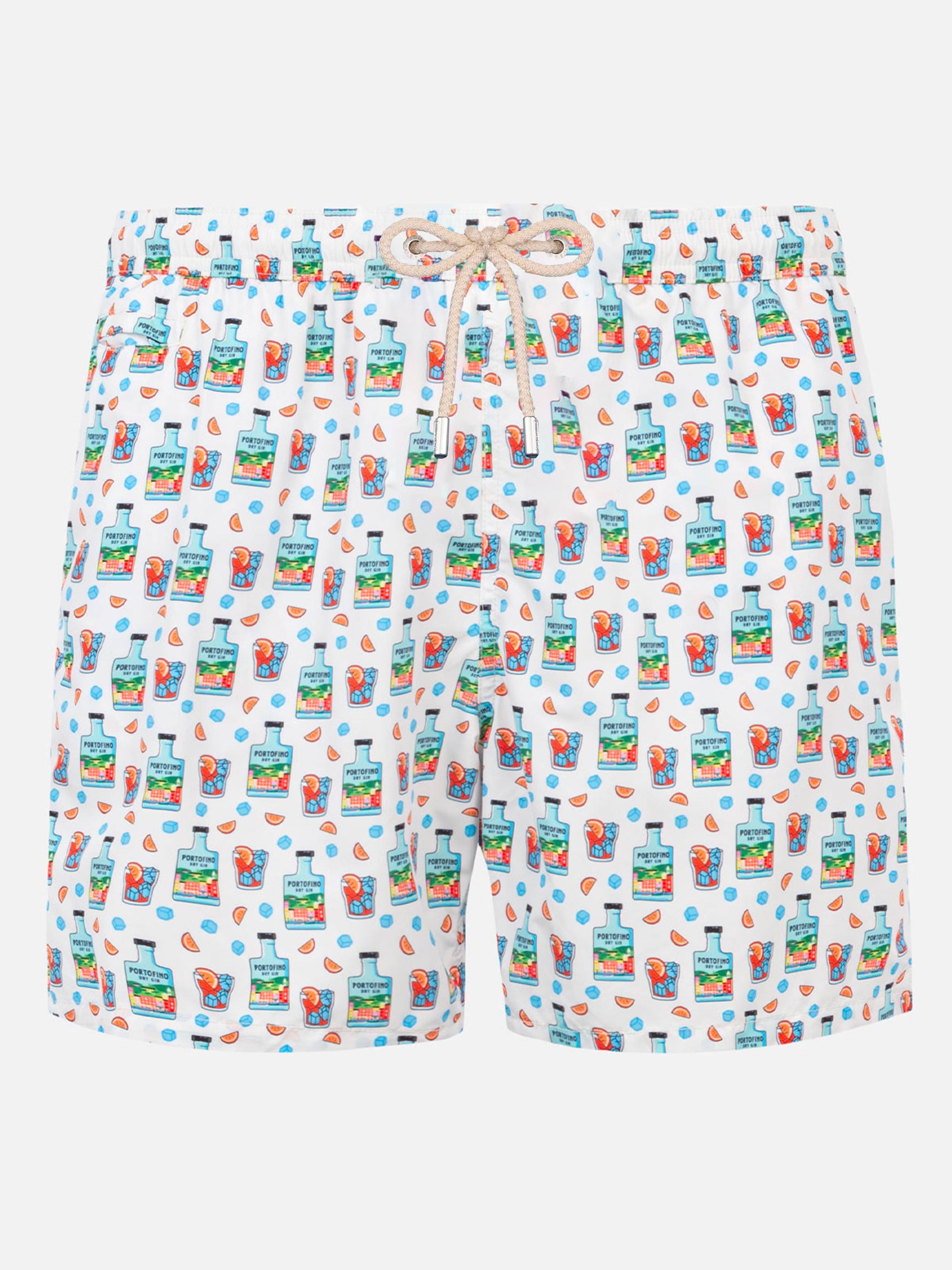 Man light fabric swim shorts with Portofino gin print | PORTOFINO DRY GIN SPECIAL EDITION - MC2 Saint Barth