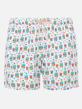 Man light fabric swim shorts with Portofino gin print | PORTOFINO DRY GIN SPECIAL EDITION - MC2 Saint Barth