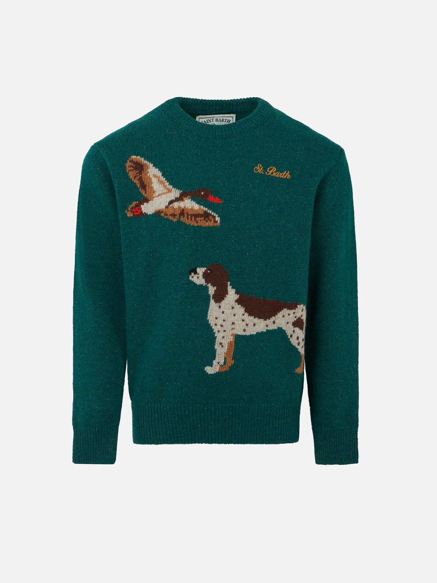 Maglione da bambino donegal girocollo con stampa jacquard Cani