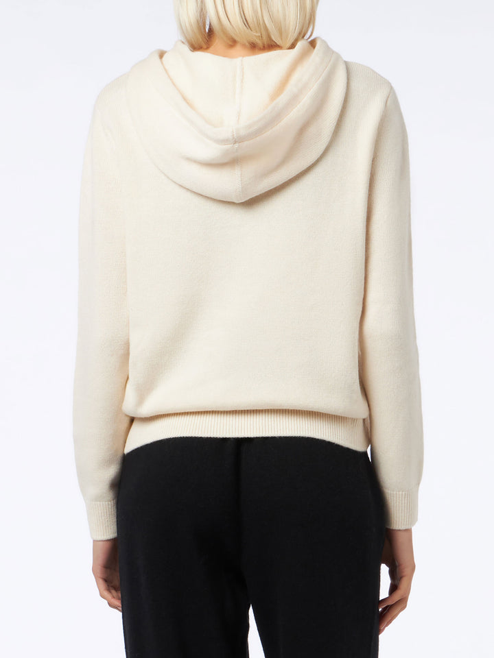 Woman off white knitted hoodie with St. Barth embroidery - MC2 Saint Barth