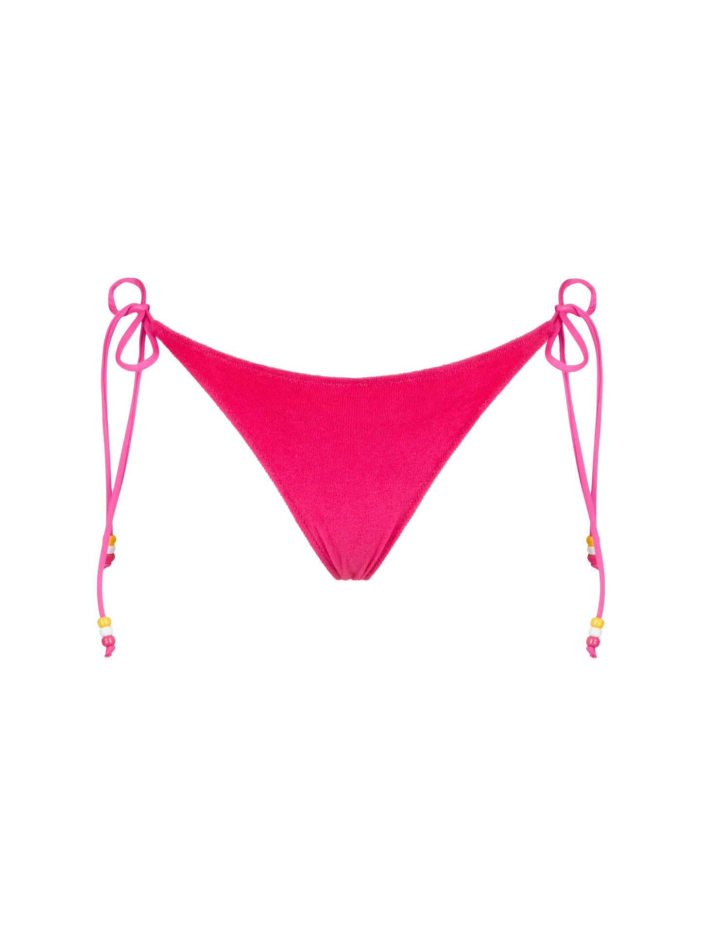 Fuchsiafarbene Frottee-Badehose für Damen mit seitlichen Schnürsenkeln