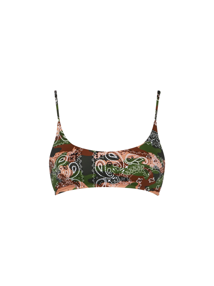 Bralette-Badeanzug für Damen mit nachgeahmtem Bandana-Print