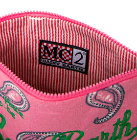 Parisienne paisley terry pochette with Saint Barth embroidery