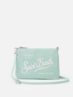Water green Parisienne Straw pouch bag