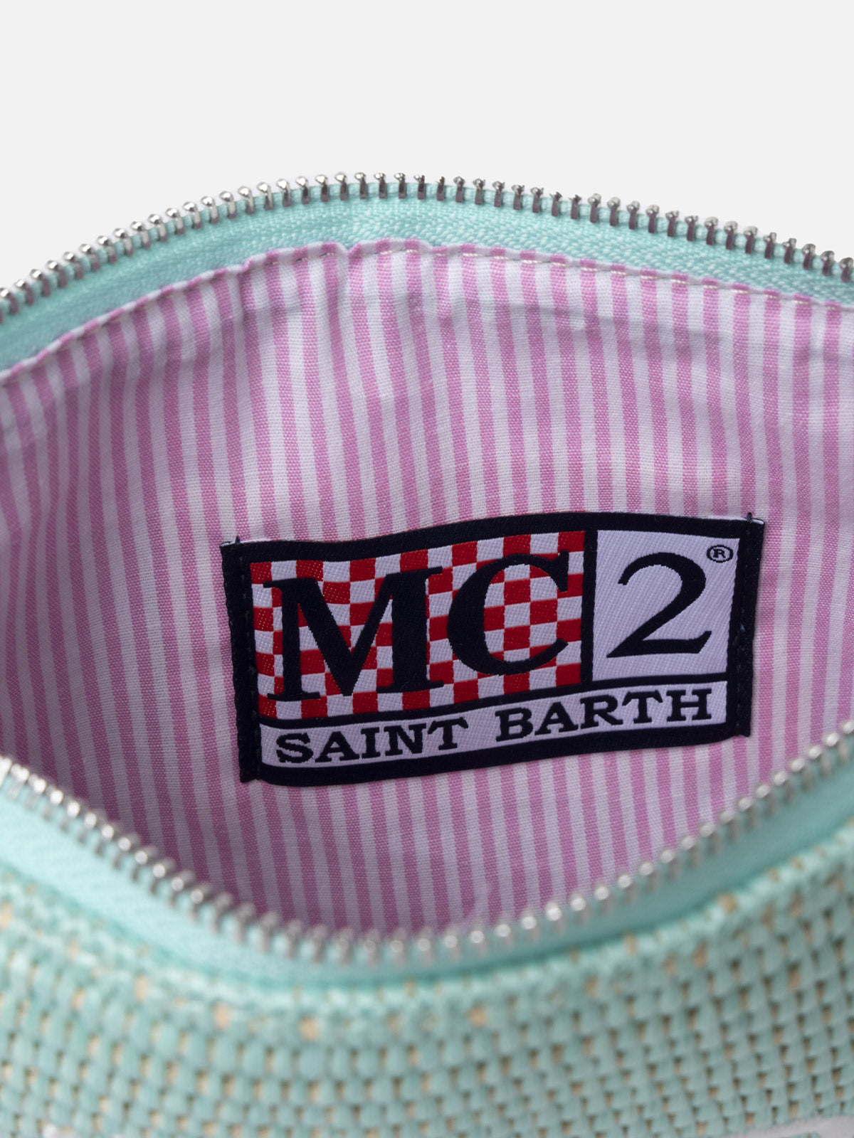 Water green Parisienne Straw pouch bag