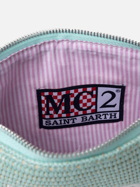 Water green Parisienne Straw pouch bag