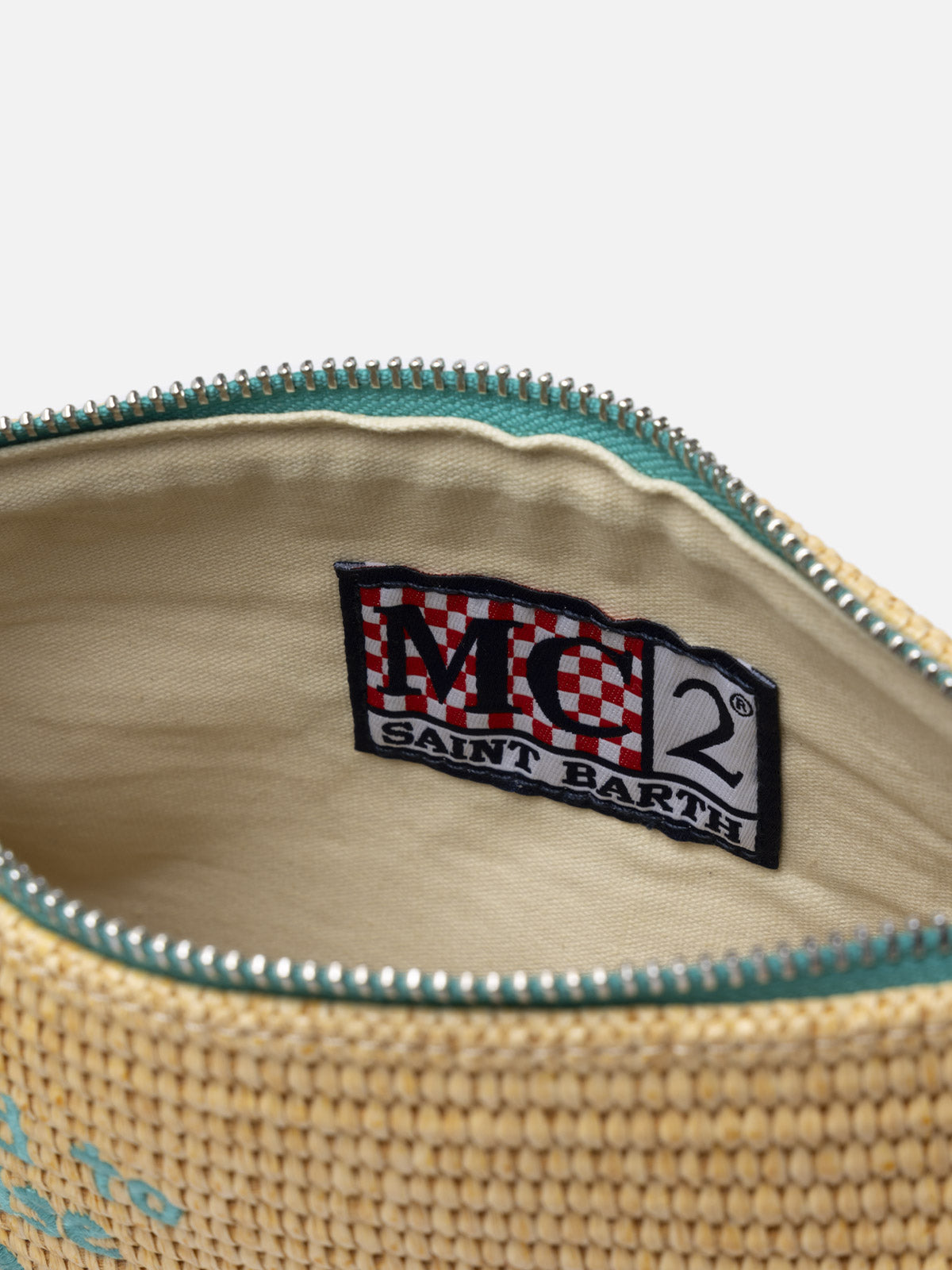 Parisienne Stroh-Clutch mit Capri-Stickerei