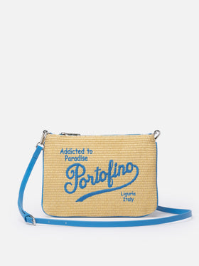 Parisienne Straw pouch bag with Portofino embroidery