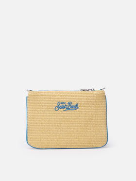 Parisienne Straw pouch bag with Portofino embroidery