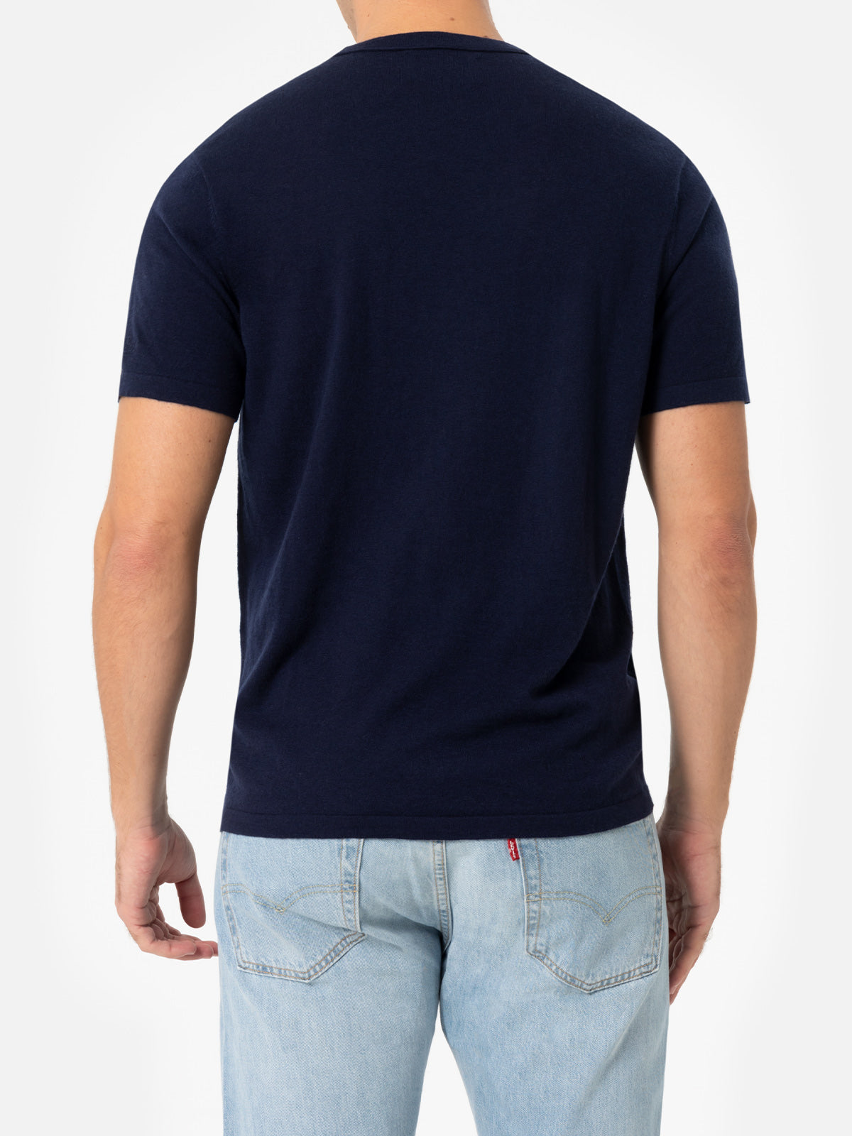 Man navy blue cashmere blend t-shirt Scott