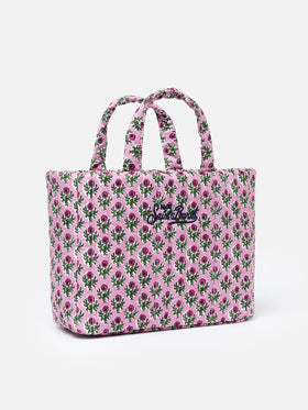 Pink flower quilted Soft Tote Mid bag - MC2 Saint Barth