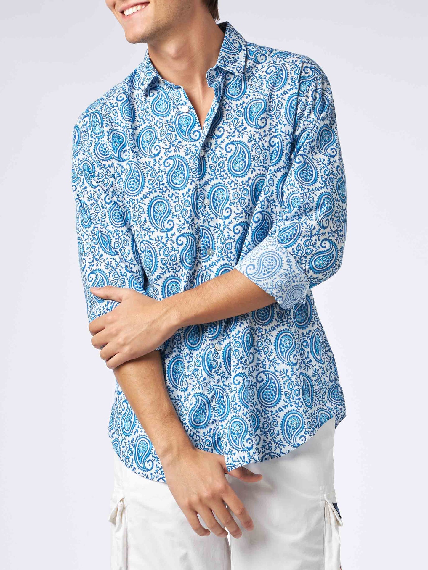 Herren-Hemd Sikelia aus Musselin-Baumwolle mit Paisley-Print