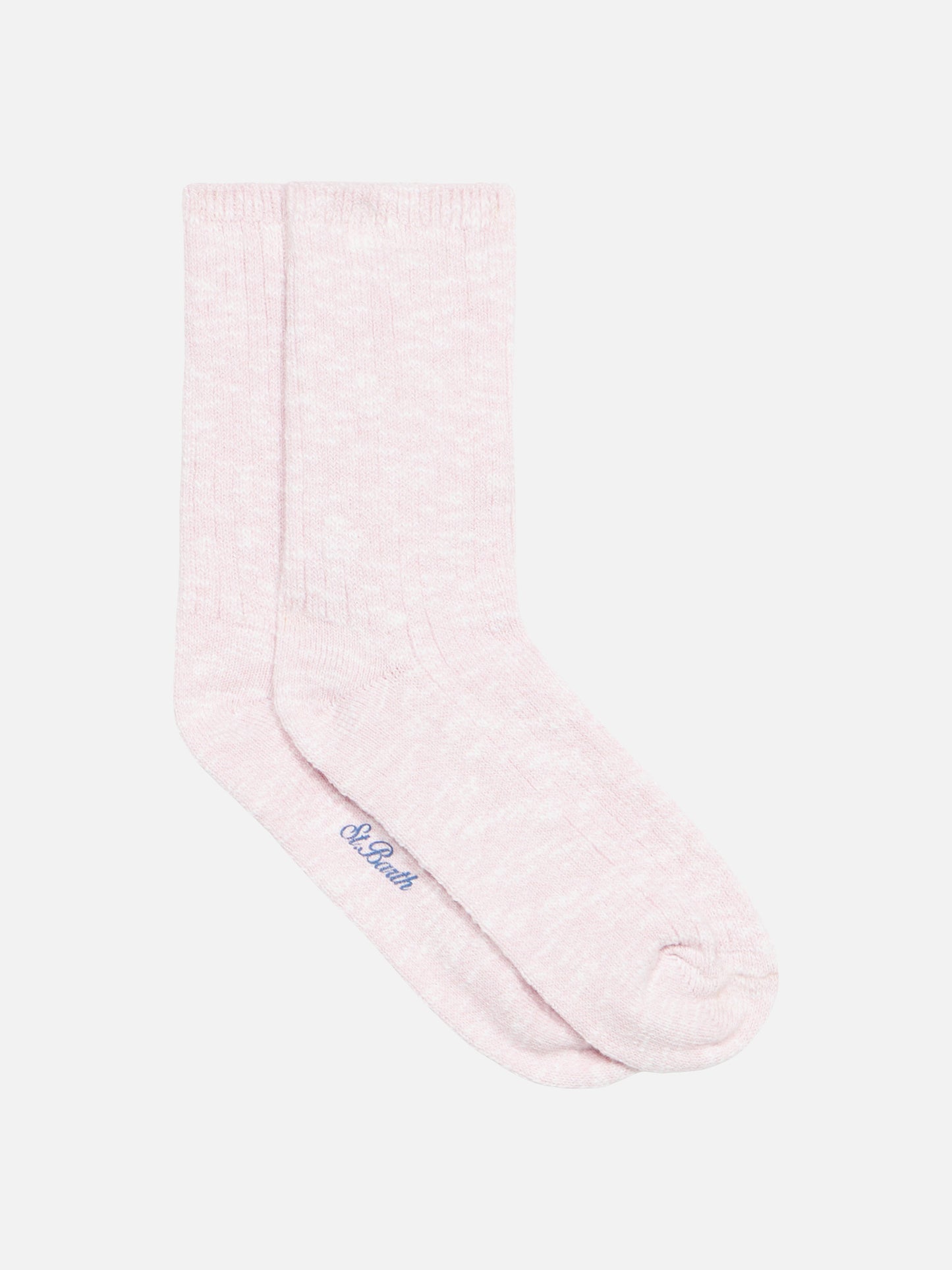 Woman pink mélange ribbed socks