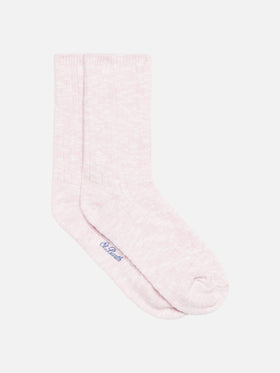 Woman pink mélange ribbed socks