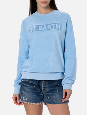 Woman light blue terry cotton Stardust sweatshirt