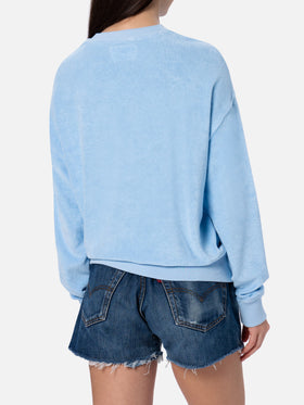 Woman light blue terry cotton Stardust sweatshirt