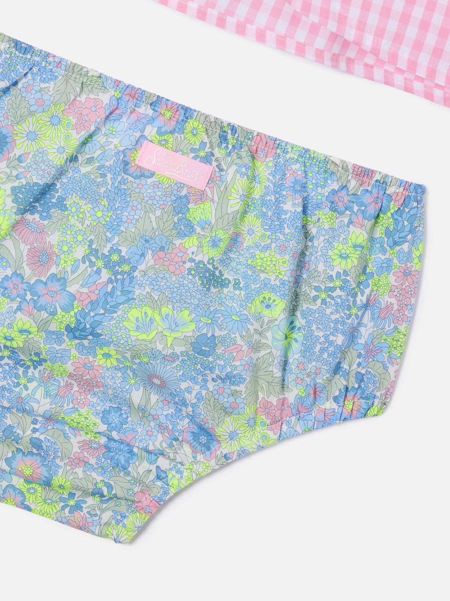 Set Abbie scamiciato e copri pannolino con ricamo Principesse en vacances | Made with Liberty Fabric