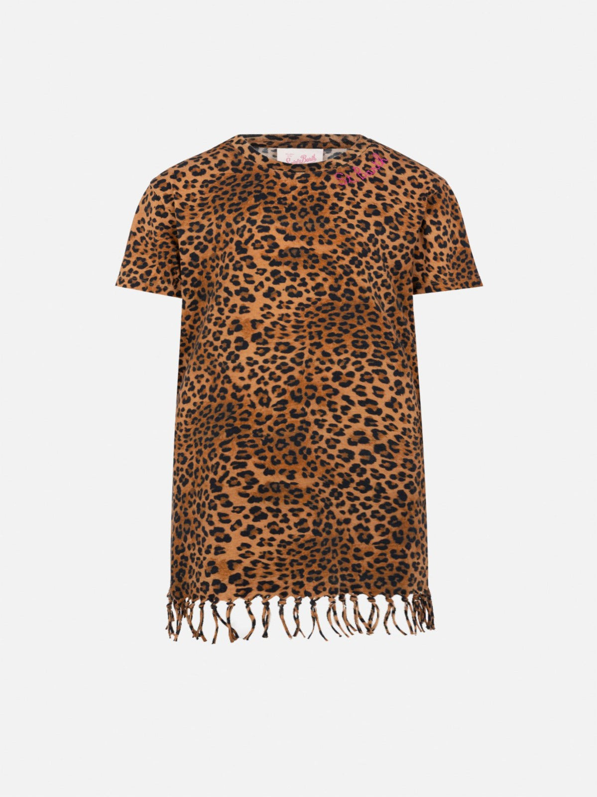 Abbey-Kleid mit Fransen und Animalier-Print
